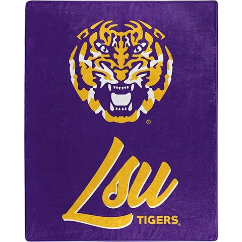 NCAA LSU Tigers Raschel Royal Plush Raschel Throw Blanket Signature Design 50x60