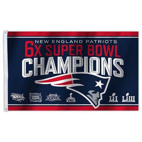 New England Patriots 6x SUPER BOWL CHAMPIONS 3x5 Flag Banner LIII