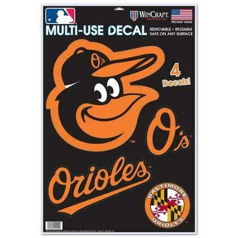 MLB Baltimore Orioles 11" x 17" Ultra Decals/Multi-Use Decals 4ct Sheet WinCraft