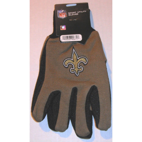 NFL NWT NO SLIP UTILITY WORK GLOVES - NEW ORLEANS SAINTS - GOLD W/ BLACK PALM