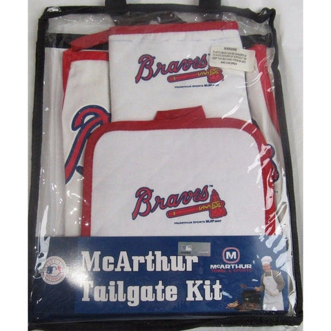 MLB Atlanta Braves Tailgate Kit 3 Piece Set Apron Oven Mitt Potholder McArthur