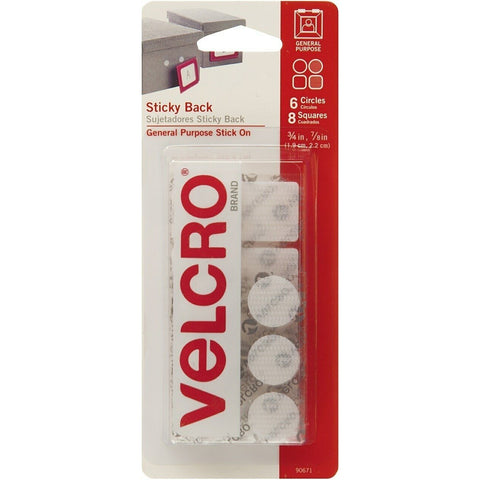 1 Pack VELCRO Sticky Back FASTENERS (6) 3/4" Coins & (8) 7/8" Squares per Pack