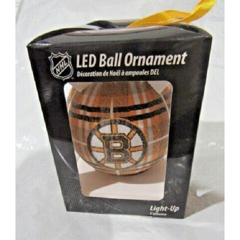 NHL Boston Bruins LED Ball Ornament Glitter Plaid by Team Sports America