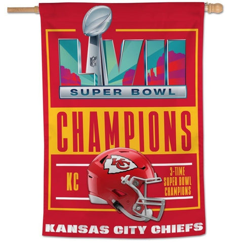 NFL Kansas City Chiefs 2023 Super Bowl LVII CHAMPIONS Vertical Flag Banner 28X40