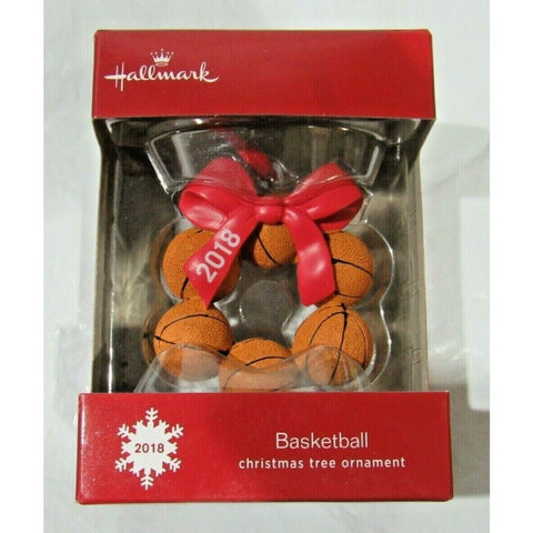 2018 on Ribbon w/Six Basketball Round Christmas Ornament by Hallmark