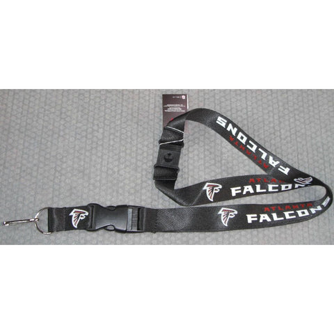 NFL Atlanta Falcons Logo on Black Lanyard Detachable Keyring 23"X3/4" Aminco