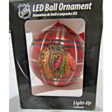 NHL Chicago Blackhawks LED Ball Ornament Glitter Plaid by Team Sports America