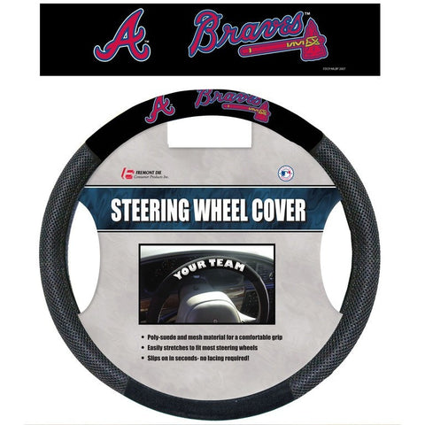 MLB Atlanta Breaves Poly-Suede on Mesh Steering Wheel Cover by Fremont Die