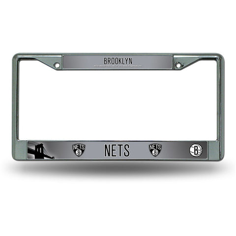 NBA Brooklyn Nets Chrome License Plate Frame Flat Images