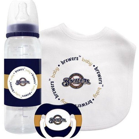 MLB Milwaukee Brewers Gift Set Bottle Bib Pacifier by baby fanatic