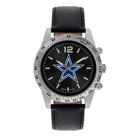 NFL Men's Wrist Watch Black Face Letterman Style by Game Time