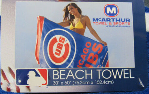 MLB Chicago Cubs Vertical Logo on Beach Towel 30"x60" WinCraft
