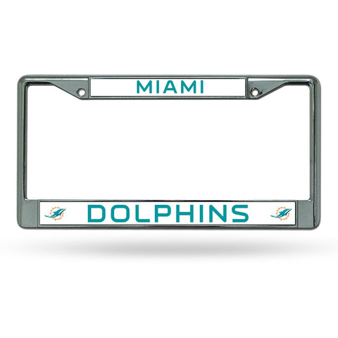 NFL Miami Dolphins Chrome License Plate Frame Thin Letters