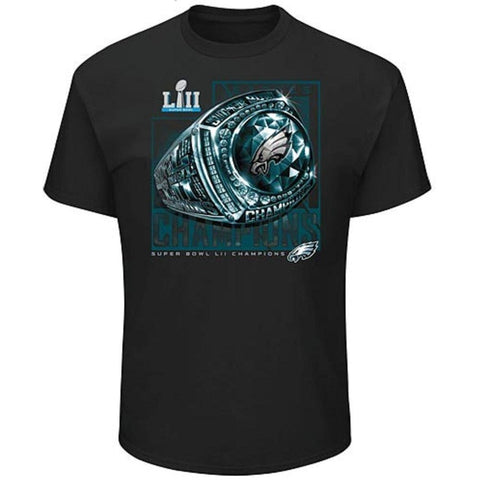 NFL Philadelphia Eagles Super Bowl LII Champions Ring Celebration Black Short Sleeve T-Shirt