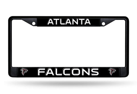 NFL Atlanta Falcons Black Chrome License Plate Frame White Letters