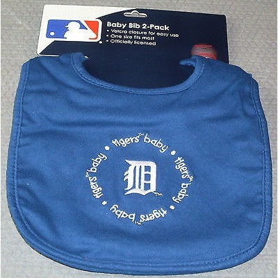 MLB Detroit Tigers Embroidered Infant Baby Bibs Blue 2 pack by baby fanatic