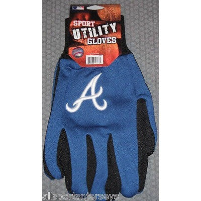 MLB NWT 2-TONE NO SLIP UTILITY WORK GLOVES - ATLANTA BRAVES