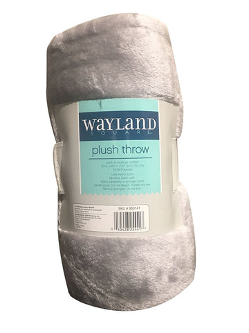 Wayland Square Plush Throw Blanket Light Gray 50" X 60"