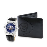 MLB Men's Watch and Black Leather Wallet Set by Game Time Select