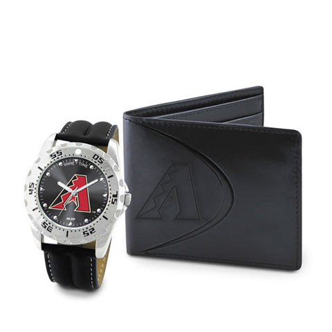MLB Men's Watch and Black Leather Wallet Set by Game Time Select