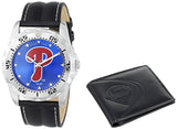 MLB Men's Watch and Black Leather Wallet Set by Game Time Select