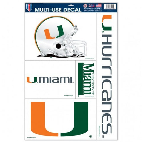 NCAA Miami Hurricanes Ultra Decals Set of 5 By WINCRAFT