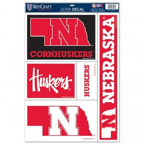 NCAA Nebraska Cornhuskers Ultra Decals Set of 5 By WINCRAFT Straight