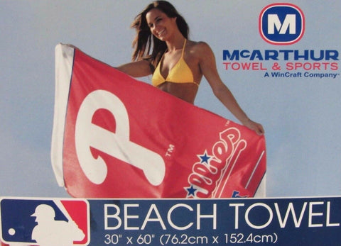 MLB Philadelphia Phillies Vertical Logo on Beach Towel 30"x60" WinCraft