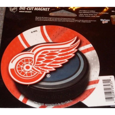 NHL Detroit Red Wings Round Puck Style 4 inch Auto Magnet by WinCraft