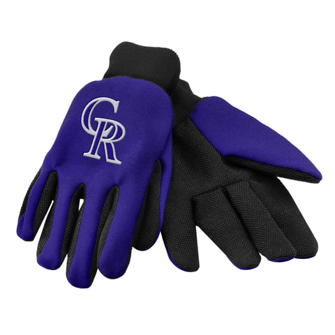 MLB Colorado Rockies Logo on Color Palm 2-Tone Utility Work Gloves by FOCO