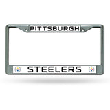NFL Pittsburgh Steelers Chrome License Plate Frame Thin Letters