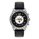 NFL Men's Wrist Watch Black Face Letterman Style by Game Time