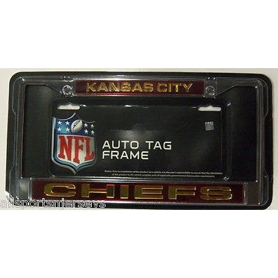 NFL Kansas City Chiefs Laser Cut Chrome License Plate Frame