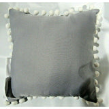 "relax" on Gray 12" by 12" Pillow with Pom Poms by Jay Franco & Sons, Inc.