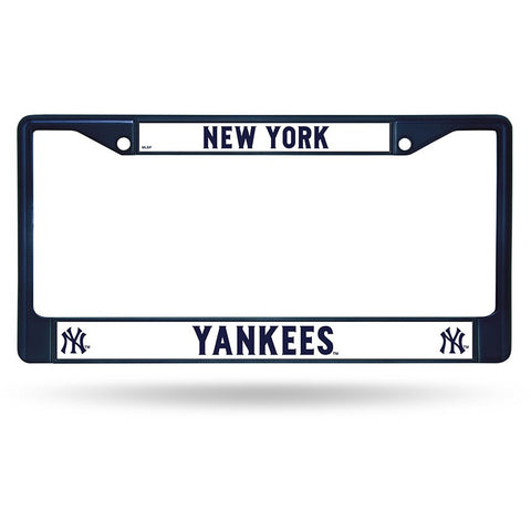 MLB Blue Chrome License Plate Frame New York Yankees Thin Raised Letters