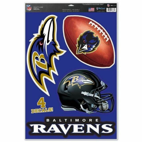 NFL Baltimore Ravens 11" x 17" Ultra Decals/Multi-Use Decals 4ct Sheet WINCRAFT