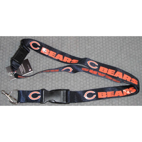 NFL Chicago Bears Logo on Black Lanyard Detachable Keyring 23"X3/4" Aminco