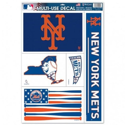 MLB New York Mets Bat Flag 11" x 17" Ultra Decals/Multi-Use Decals 5ct Sheet WinCraft