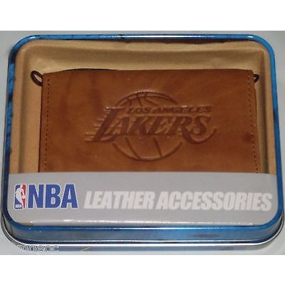 NBA Los Angeles Lakers Embossed TriFold Leather Wallet With Gift Box