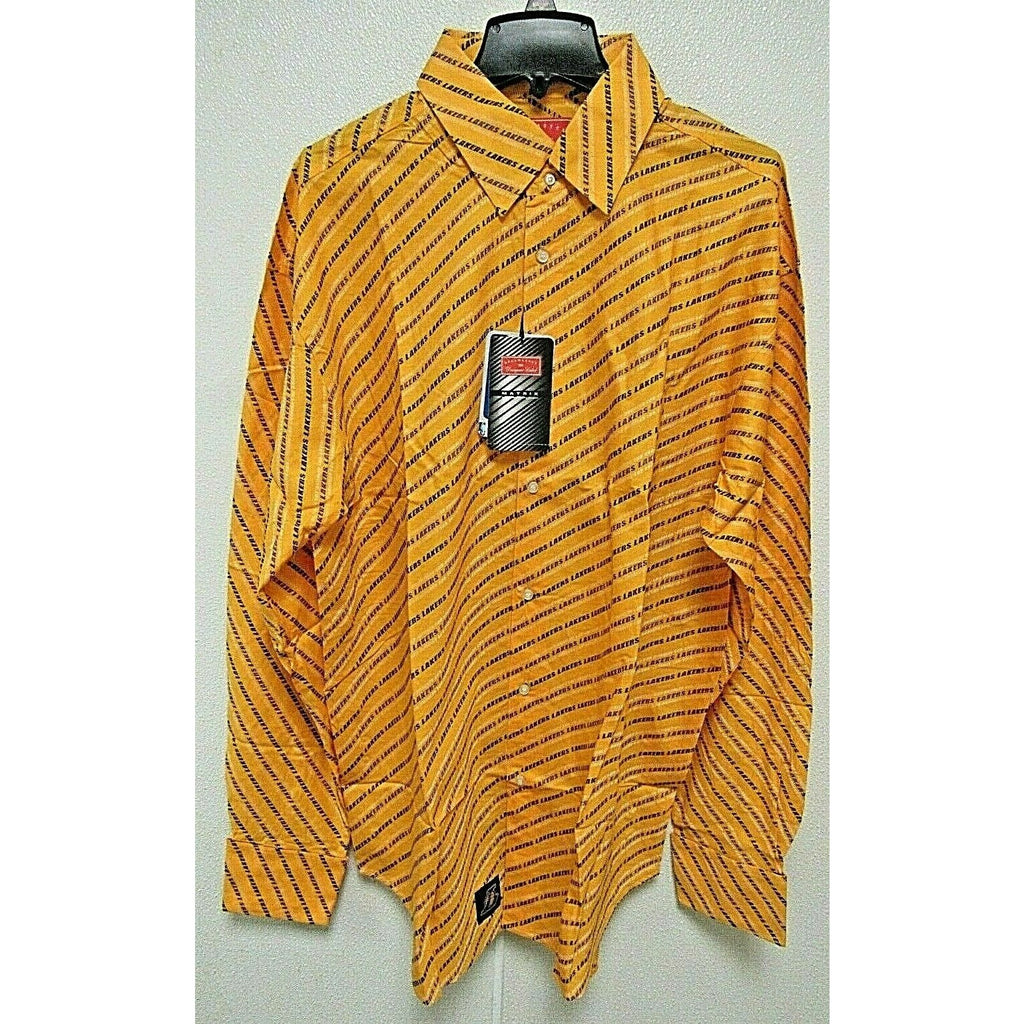 NBA Los Angeles Lakers Gold Button Up Dress Shirt by Headmaster Design All Sports-N-Jerseys NBA Los Angeles Lakers Gold Button Up Dress Shirt by Headmaster Design All Sports-N-Jerseys