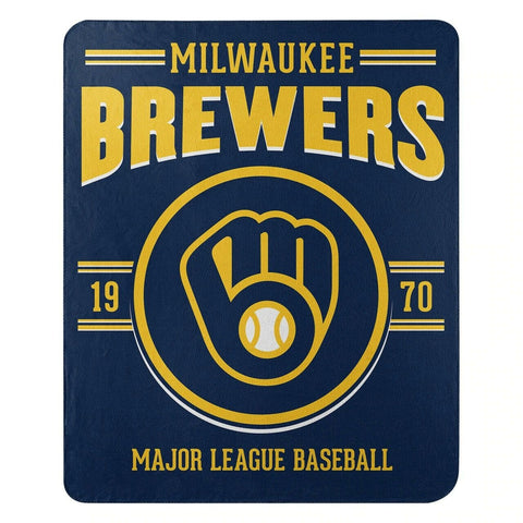 MLB Milwaukee Brewers 50" by 60" Rolled Fleece Blanket Southpaw Design