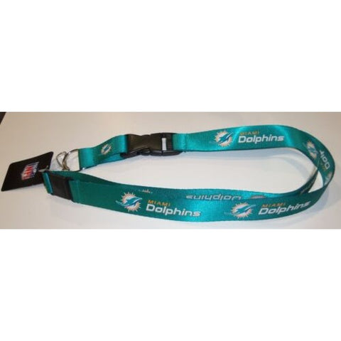 NFL Miami Dolphins Logo on Teal Lanyard Detachable Keyring 23"X3/4" Aminco