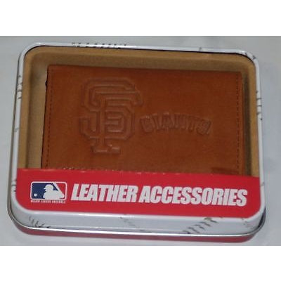 MLB San Francisco Giants Embossed TriFold Leather Wallet With Gift Box