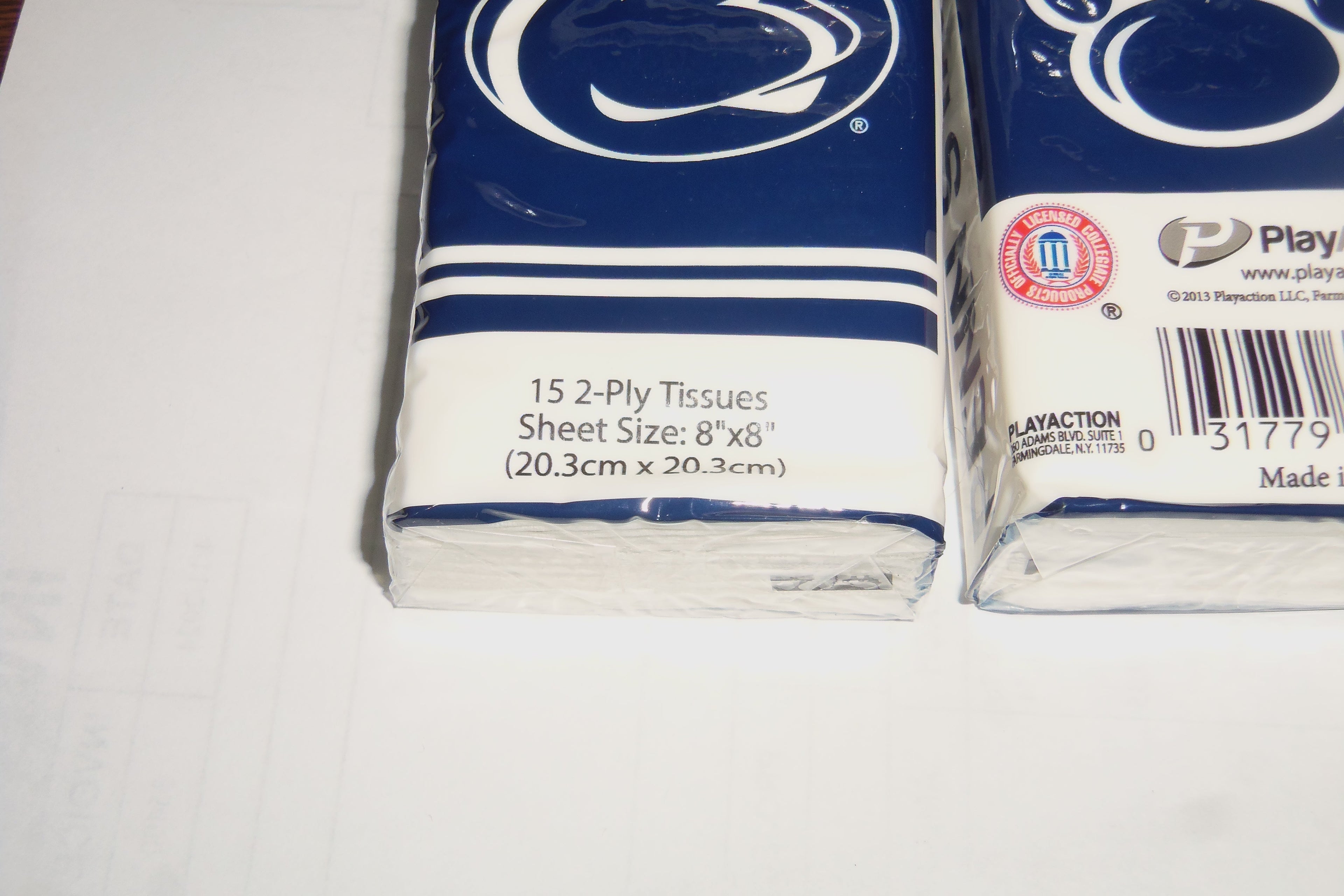 24 NCAA Penn State Nittany Lions 2 Logos on 4"x3"x1" Packaging 15 2-Ply Tissues
