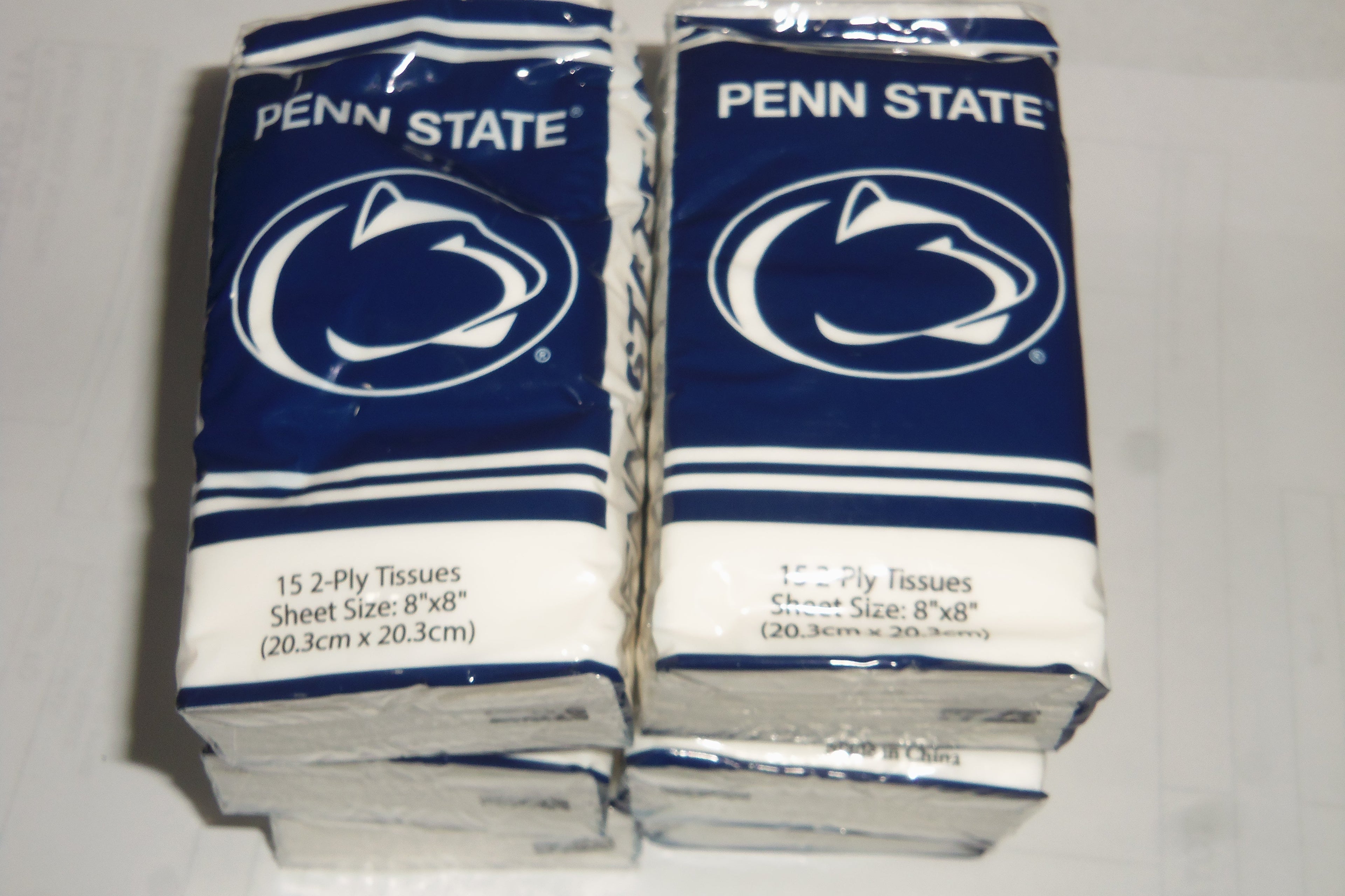 24 NCAA Penn State Nittany Lions 2 Logos on 4"x3"x1" Packaging 15 2-Ply Tissues