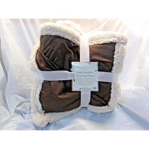 Brown Luxurious Sherpa Lamb Skin Micro Plush Throw Blanket 60"x80" Reversible