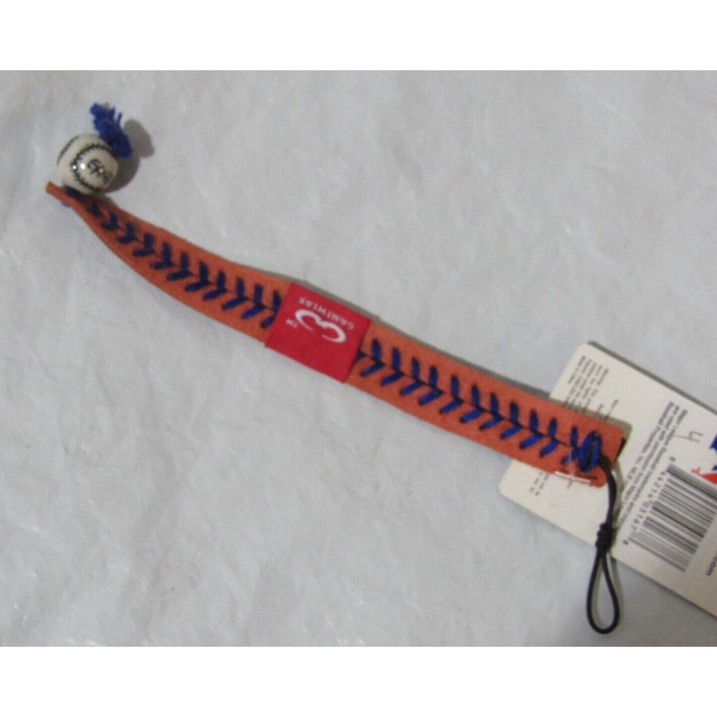 Red Brewers Sausage Man w/Blue Stitching Team Baseball Seam Bracelet by Gamewear