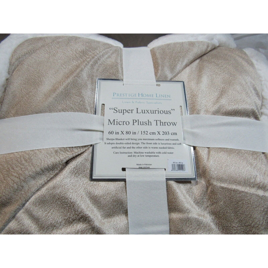 Luxurious Sherpa Look of Lamb Skin Micro Plush Throw Blanket 60"x80" Reversible