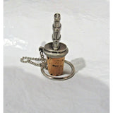 Solid Pewter Barrel w/Cork Wine Bottle Stopper w/Chain & Ring by Chenco, Inc.