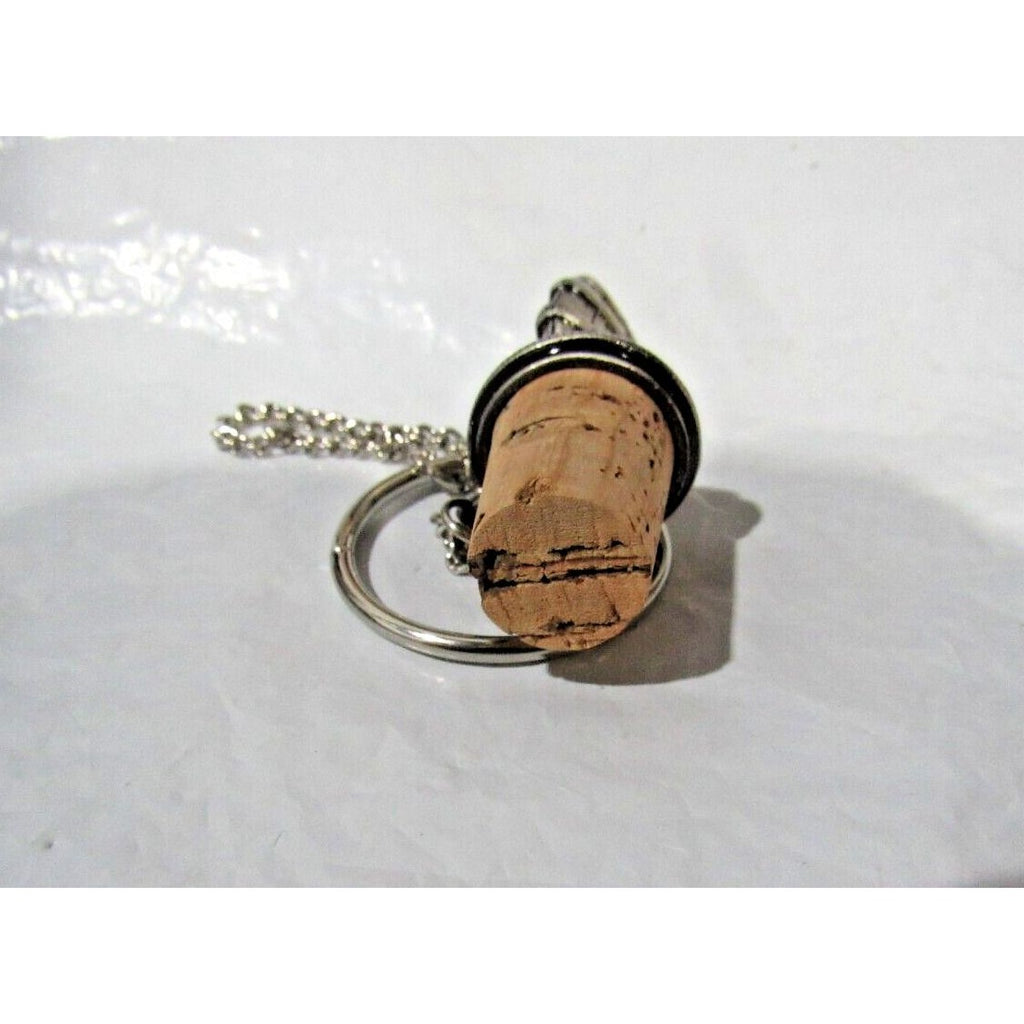 Solid Pewter Barrel w/Cork Wine Bottle Stopper w/Chain & Ring by Chenco, Inc.